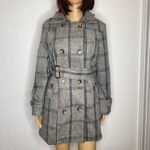 Chrisuno Double Breasted Pea Coat Hooded Long Warm Winter Trench Women’s Size S